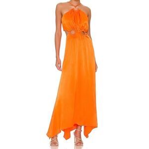 ELLIATT Visitant Cut-Out Satin Maxi Dress Papaya